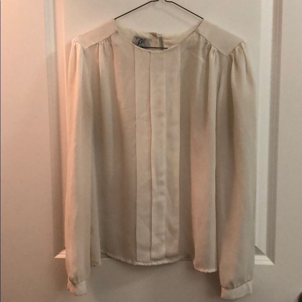 Vintage flowy silk-like long sleeve blouse
